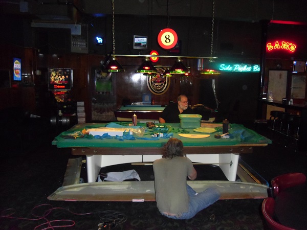 During the repair and recovering of the pool table